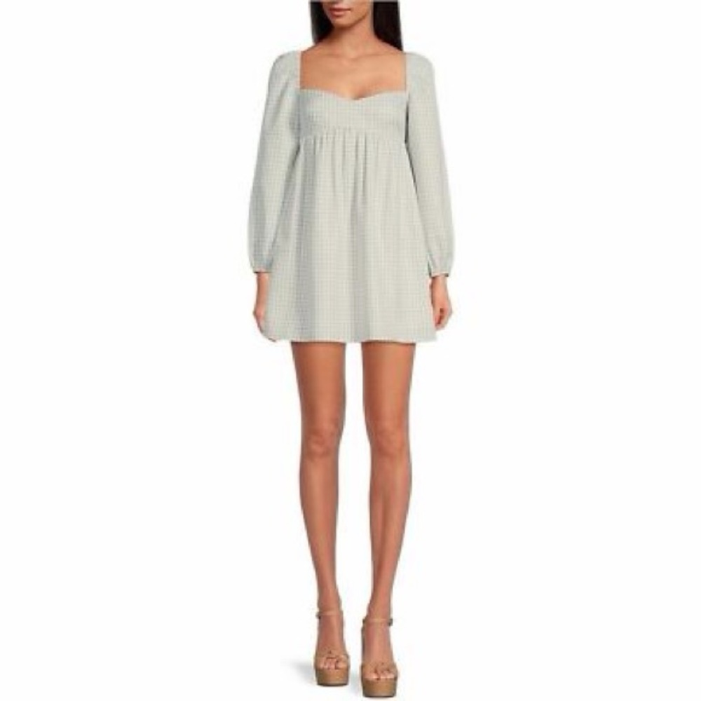 Gianni Bini Light Green Gingham Mini Dress
